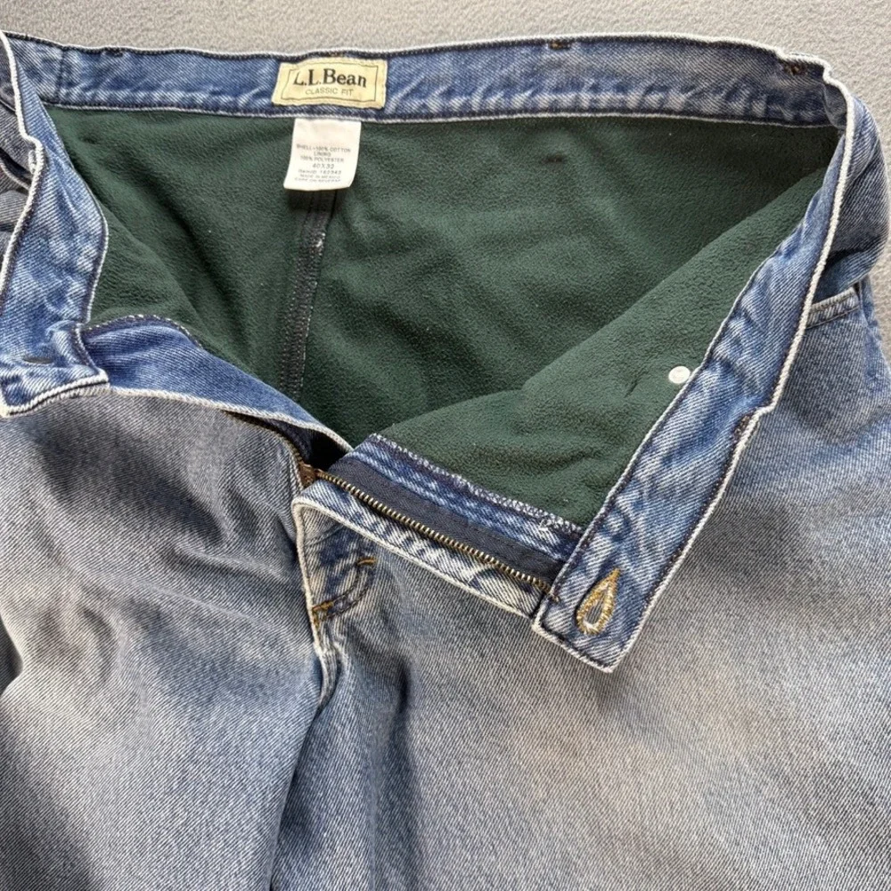 LL Bean Jeans Classic Fit Fleece Lined Straight‎ 40x32 (FIT 39x31) Denim Winter